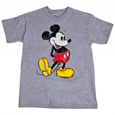 Disney Classics Mickey Mouse Iconic Pose Distressed Youth T-Shirt